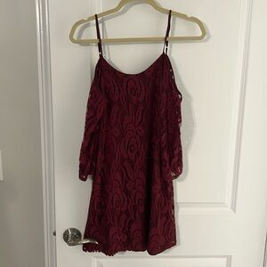 Red Lace Dress with Lace Sleeves